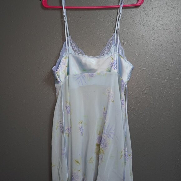 Secret Treasure Womens Light Blue Floral Sheer Silk Vintage Slip Size Large - Picture 4 of 8